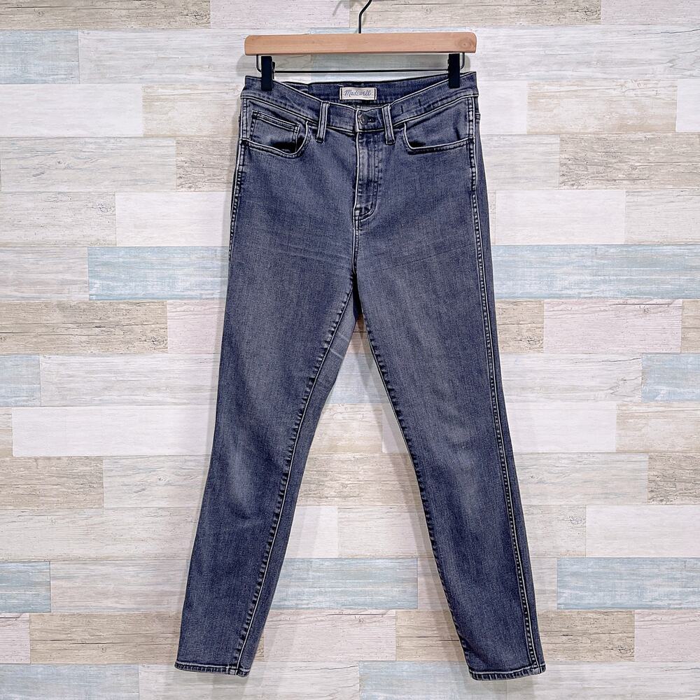 Madewell High Riser Super Skinny Jeans Black Faded Wash Stretch Womens 29